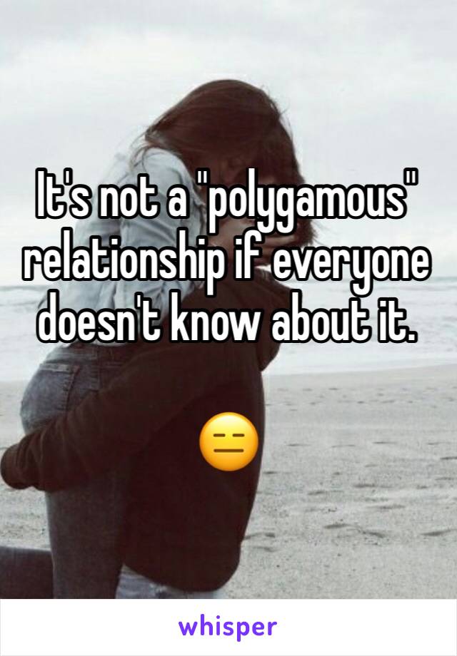 It's not a "polygamous" relationship if everyone doesn't know about it.

😑