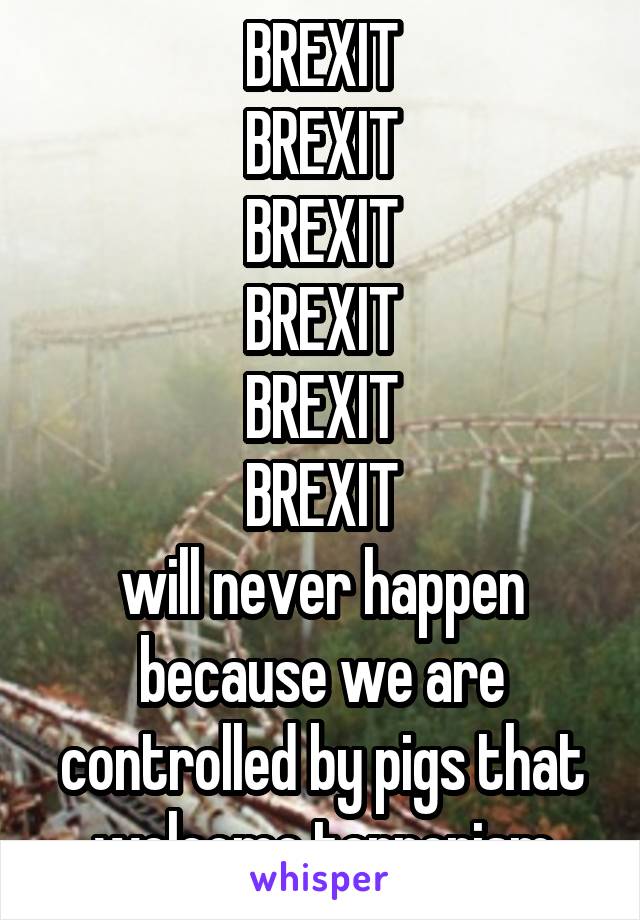 BREXIT
BREXIT
BREXIT
BREXIT
BREXIT
BREXIT
will never happen because we are controlled by pigs that welcome terrorism