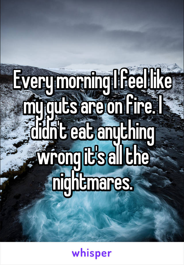 Every morning I feel like my guts are on fire. I didn't eat anything wrong it's all the nightmares.