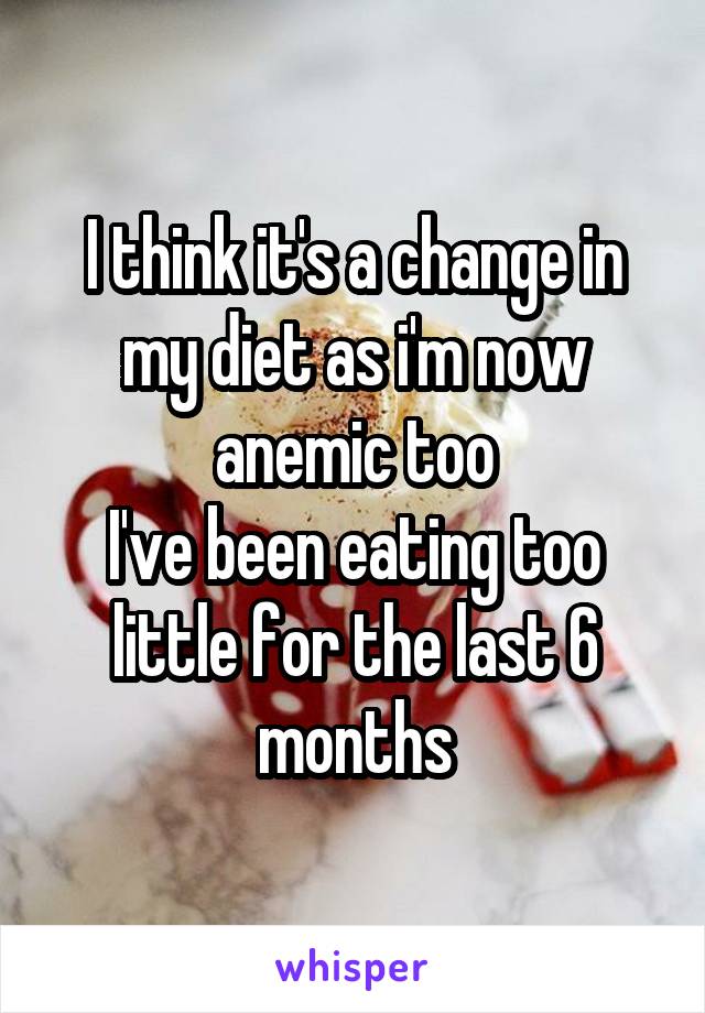 I think it's a change in my diet as i'm now anemic too
I've been eating too little for the last 6 months