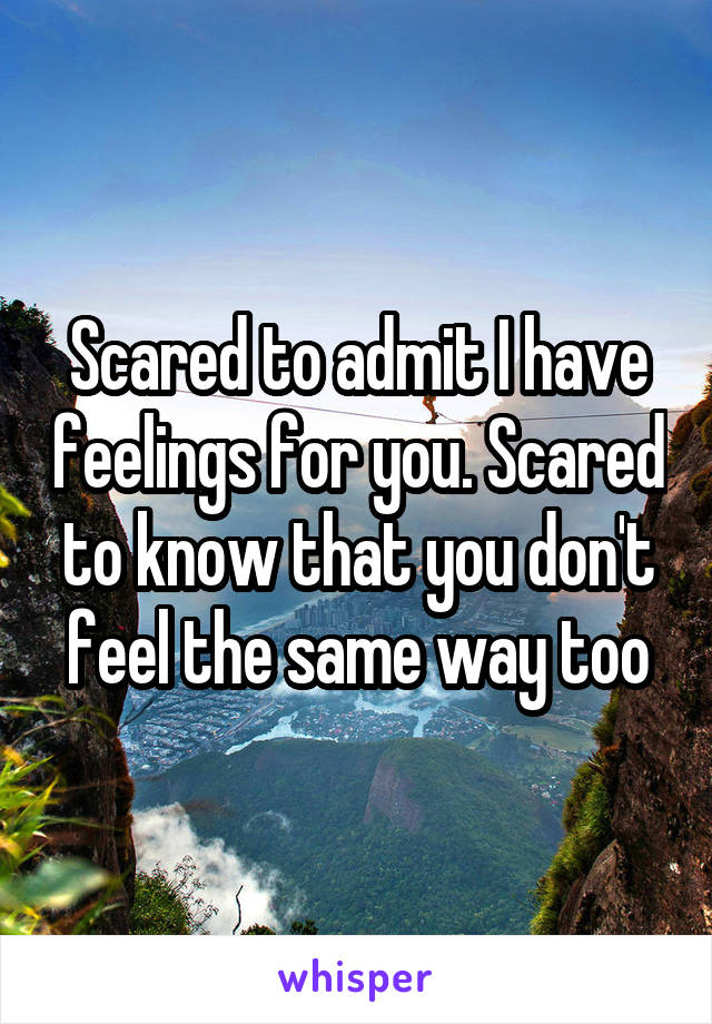 Scared to admit I have feelings for you. Scared to know that you don't feel the same way too