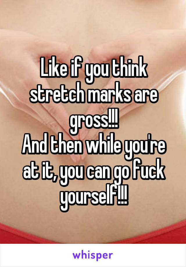 Like if you think stretch marks are gross!!!
And then while you're at it, you can go fuck yourself!!!