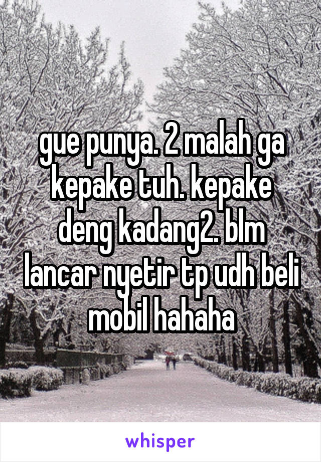 gue punya. 2 malah ga kepake tuh. kepake deng kadang2. blm lancar nyetir tp udh beli mobil hahaha