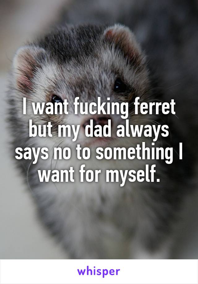 I want fucking ferret but my dad always says no to something I want for myself.