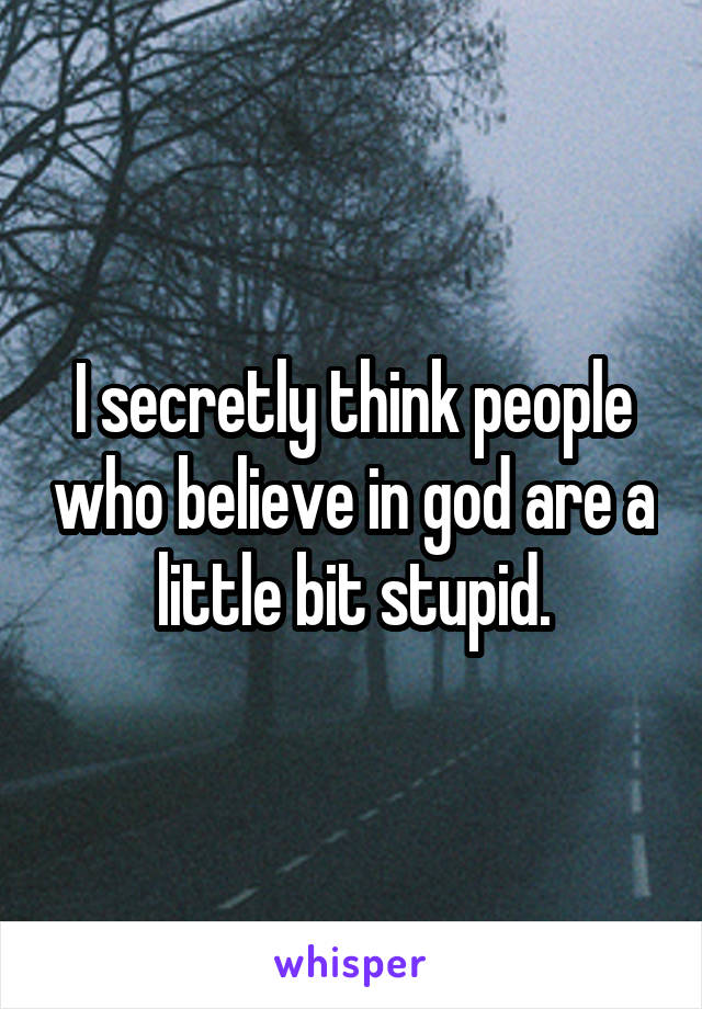 I secretly think people who believe in god are a little bit stupid.