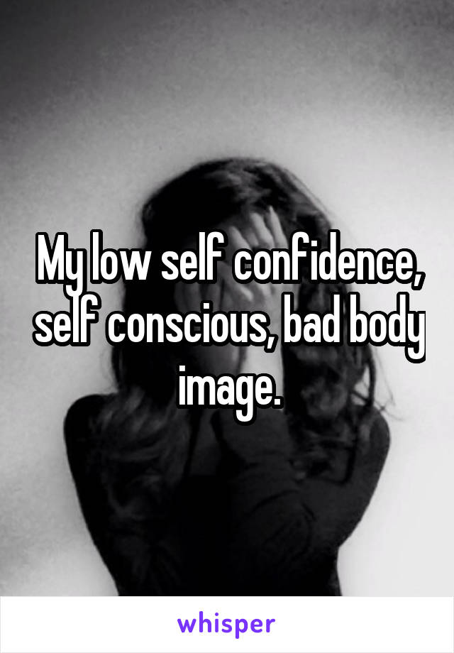 My low self confidence, self conscious, bad body image.