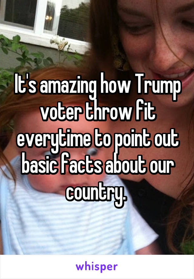 It's amazing how Trump voter throw fit everytime to point out basic facts about our country. 