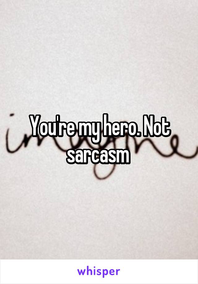 You're my hero. Not sarcasm 