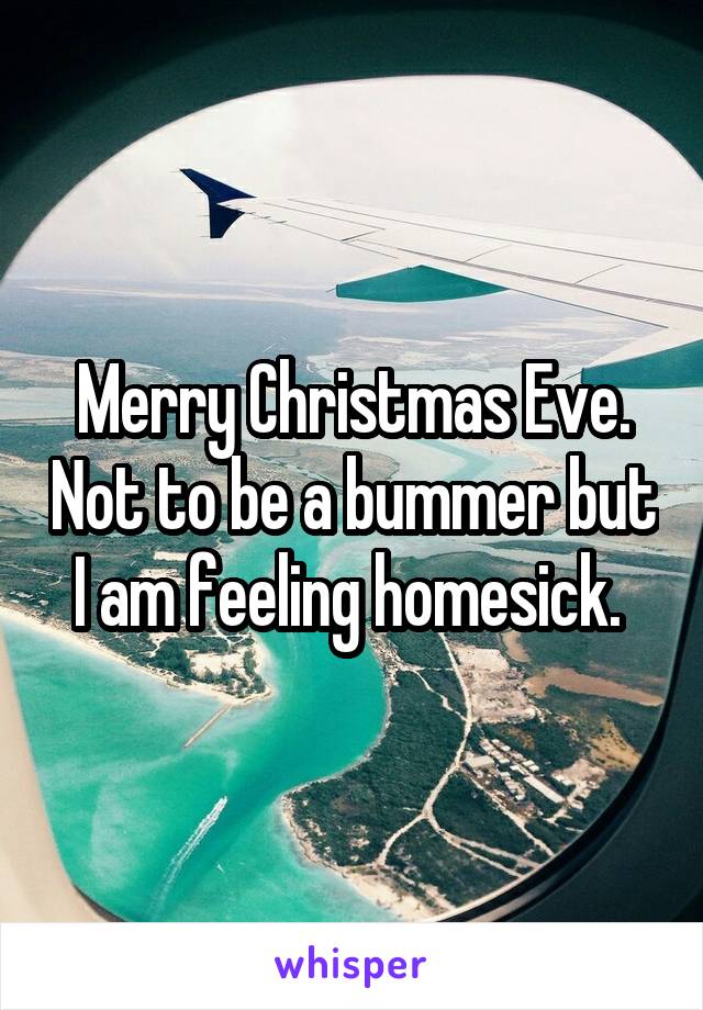 Merry Christmas Eve. Not to be a bummer but I am feeling homesick. 