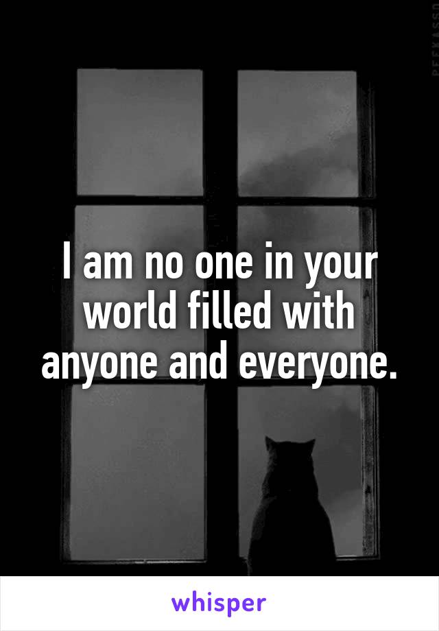 I am no one in your world filled with anyone and everyone.