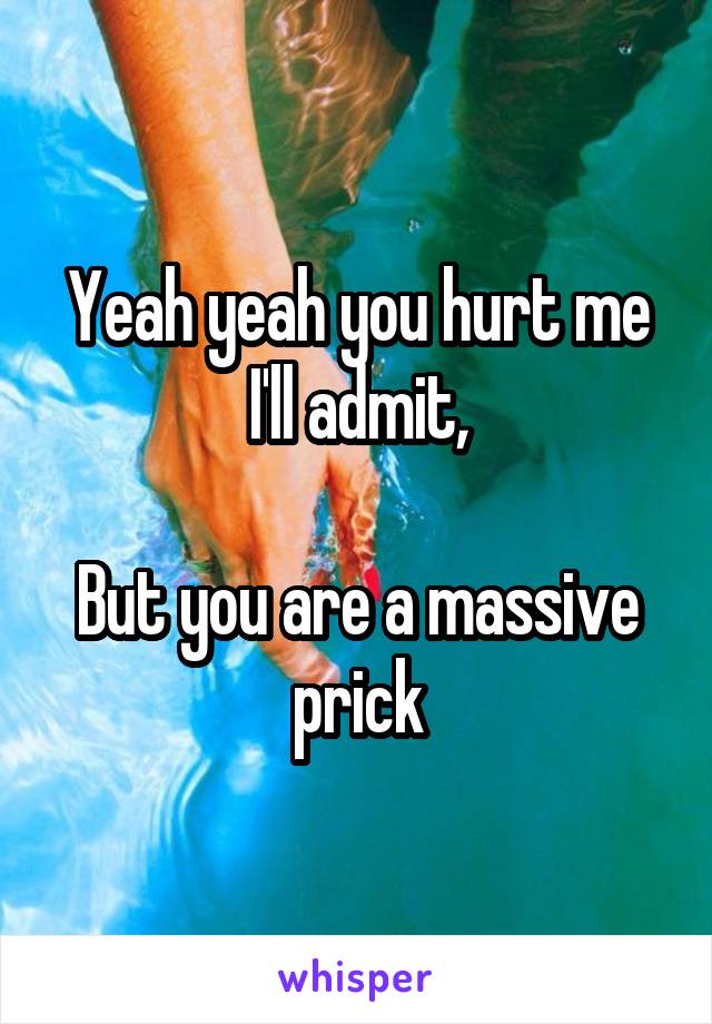 Yeah yeah you hurt me I'll admit,

But you are a massive prick