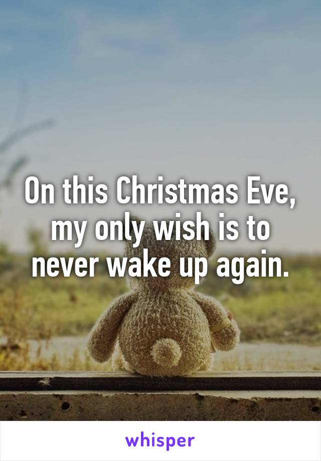 On this Christmas Eve, my only wish is to never wake up again.