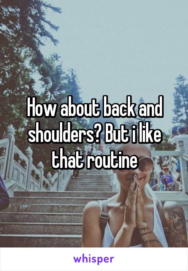 How about back and shoulders? But i like that routine