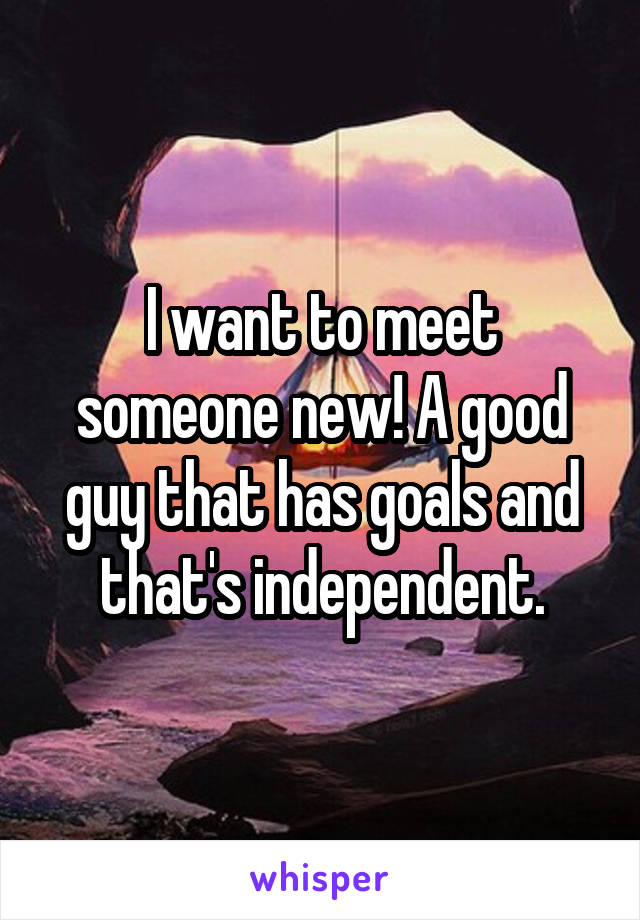 I want to meet someone new! A good guy that has goals and that's independent.