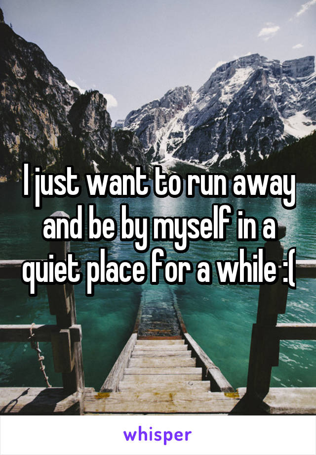 I just want to run away and be by myself in a quiet place for a while :(