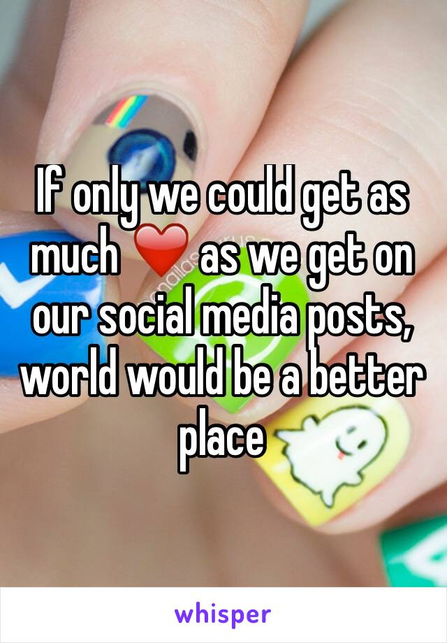 If only we could get as much ❤️ as we get on our social media posts, world would be a better place