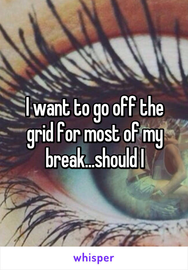 I want to go off the grid for most of my break...should I