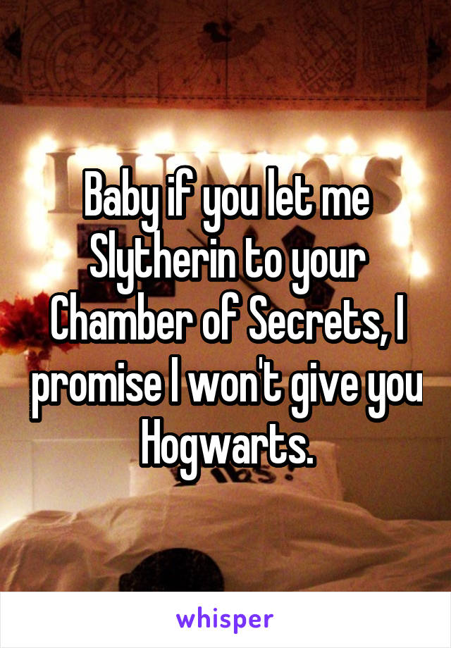 Baby if you let me Slytherin to your Chamber of Secrets, I promise I won't give you Hogwarts.