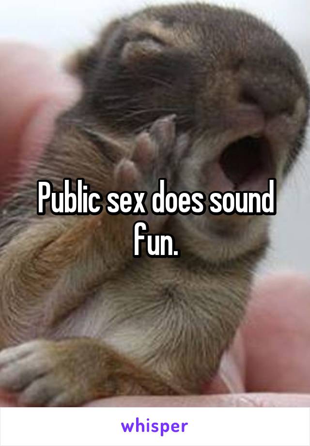 Public sex does sound fun.