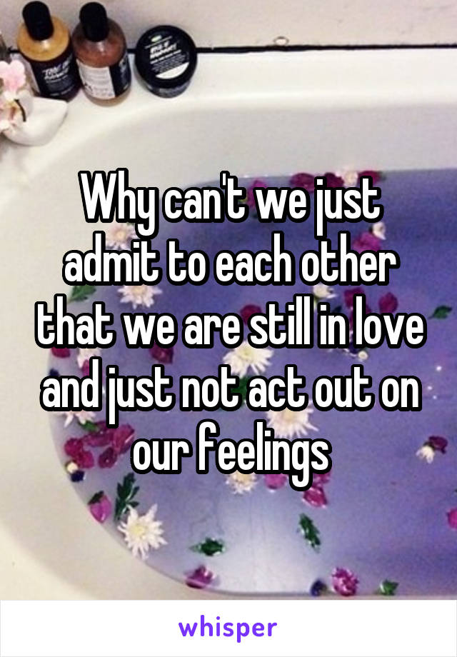 Why can't we just admit to each other that we are still in love and just not act out on our feelings