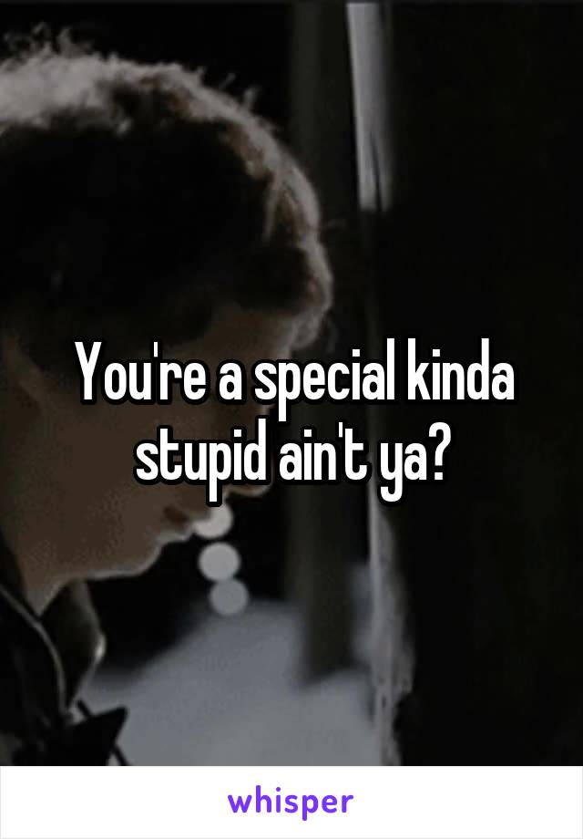 You're a special kinda stupid ain't ya?