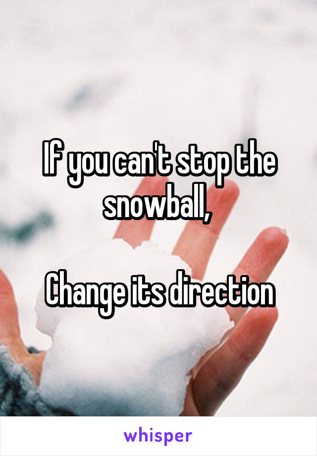 If you can't stop the snowball, 

Change its direction