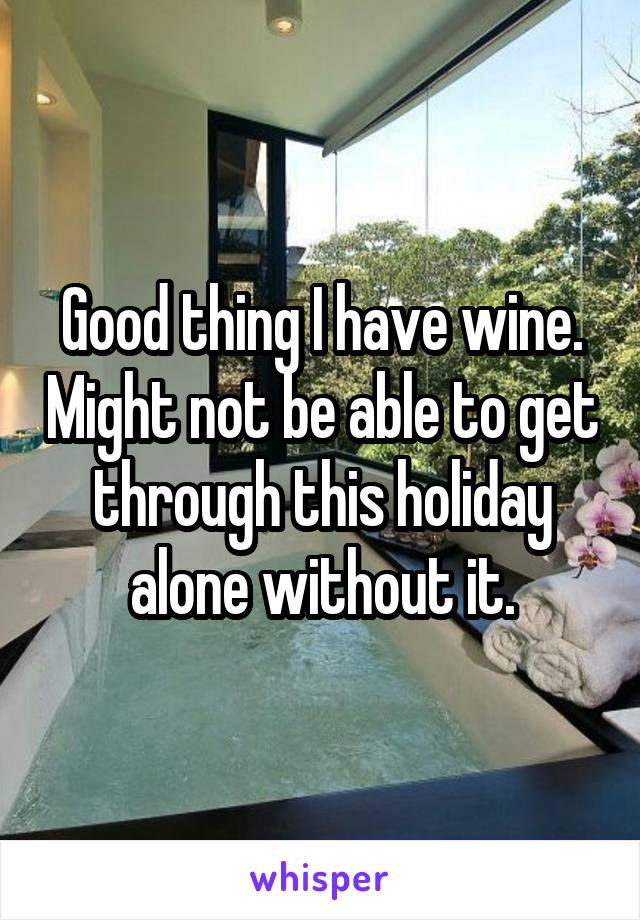 Good thing I have wine. Might not be able to get through this holiday alone without it.