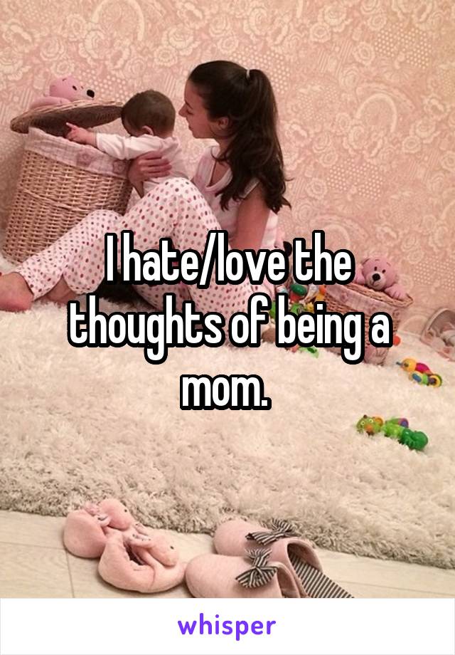 I hate/love the thoughts of being a mom. 