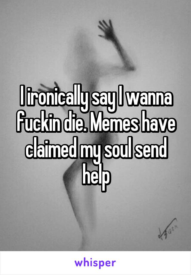 I ironically say I wanna fuckin die. Memes have claimed my soul send help