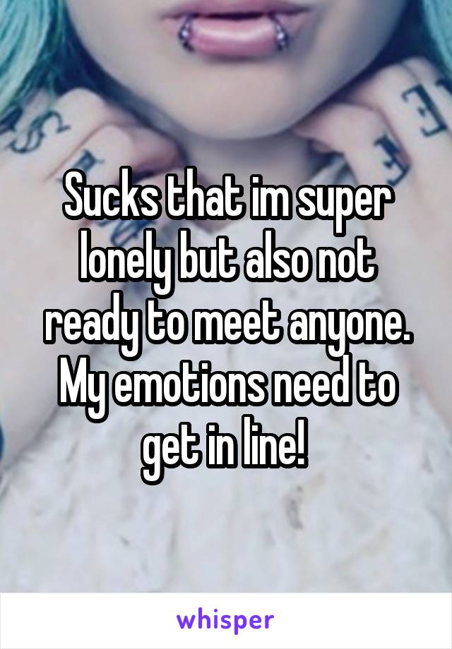 Sucks that im super lonely but also not ready to meet anyone. My emotions need to get in line! 