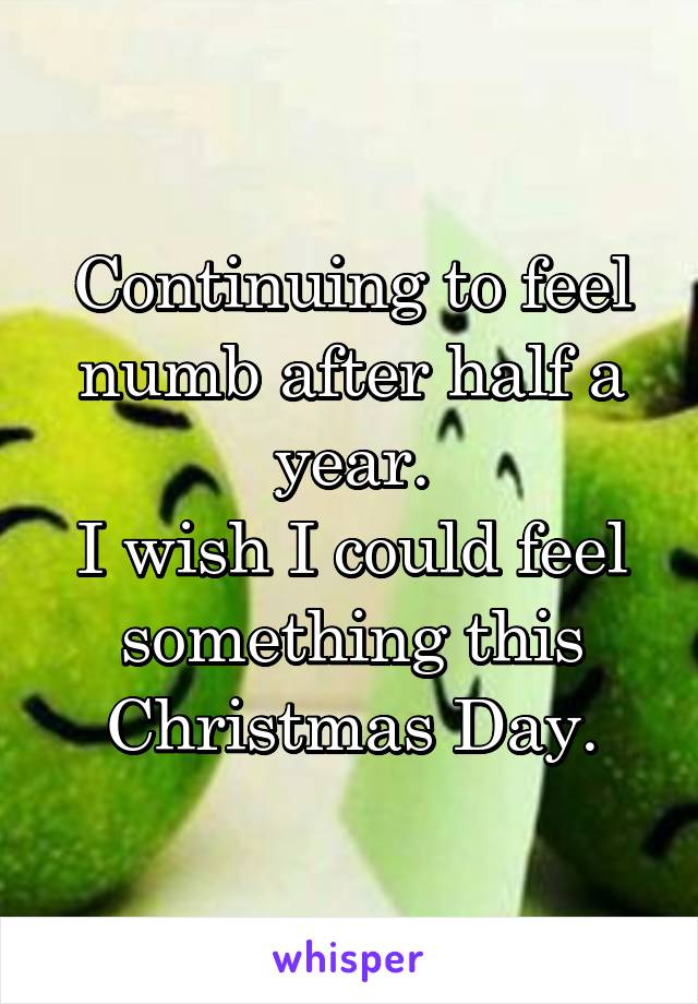 Continuing to feel numb after half a year.
I wish I could feel something this Christmas Day.