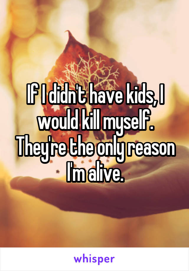 If I didn't have kids, I would kill myself. They're the only reason I'm alive.