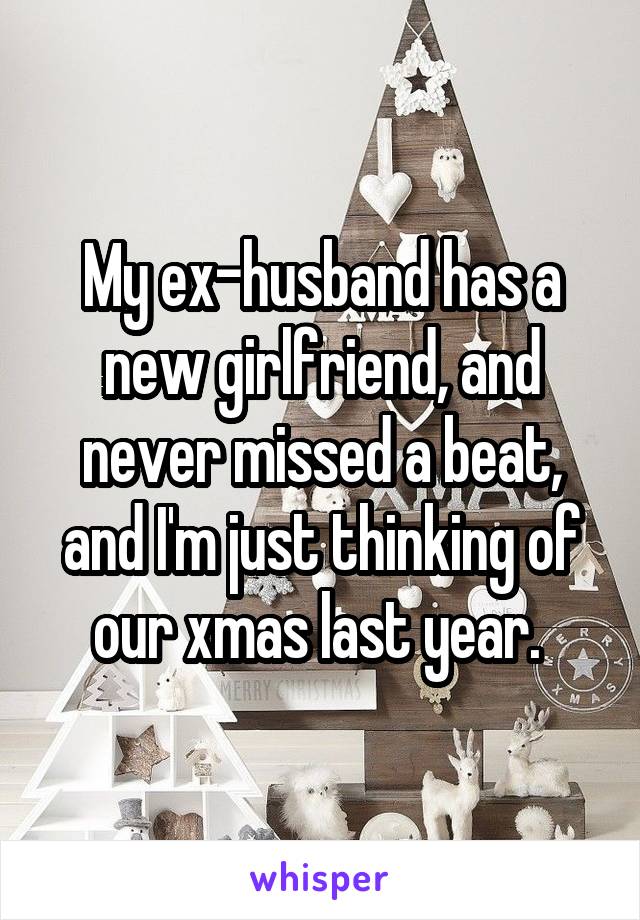 My ex-husband has a new girlfriend, and never missed a beat, and I'm just thinking of our xmas last year. 