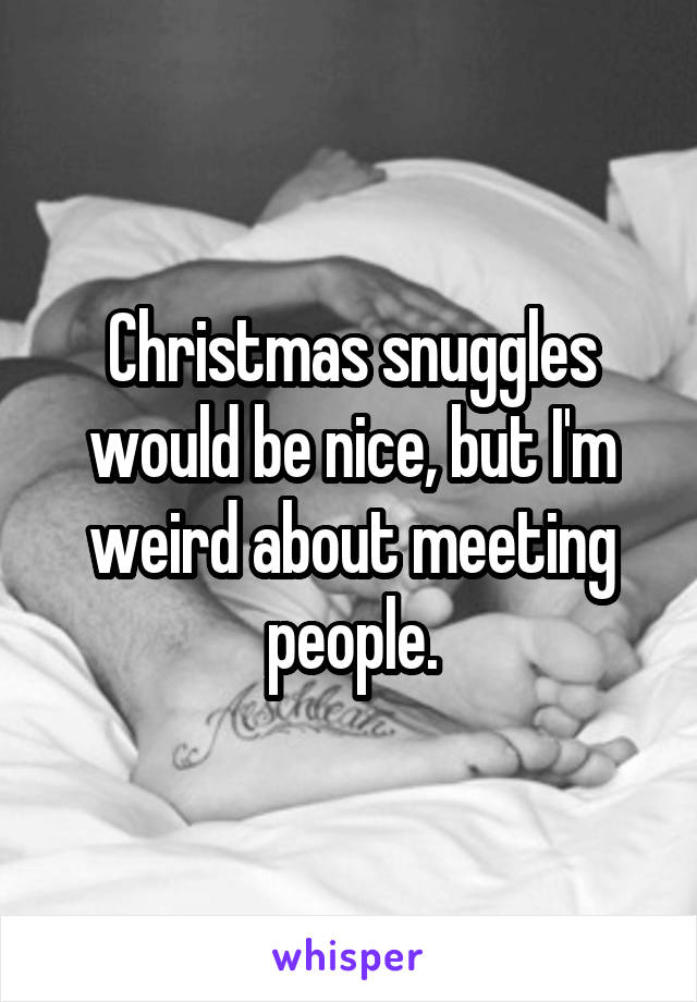 Christmas snuggles would be nice, but I'm weird about meeting people.