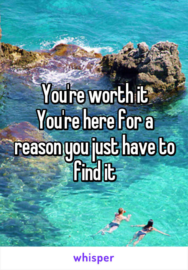 You're worth it
You're here for a reason you just have to find it