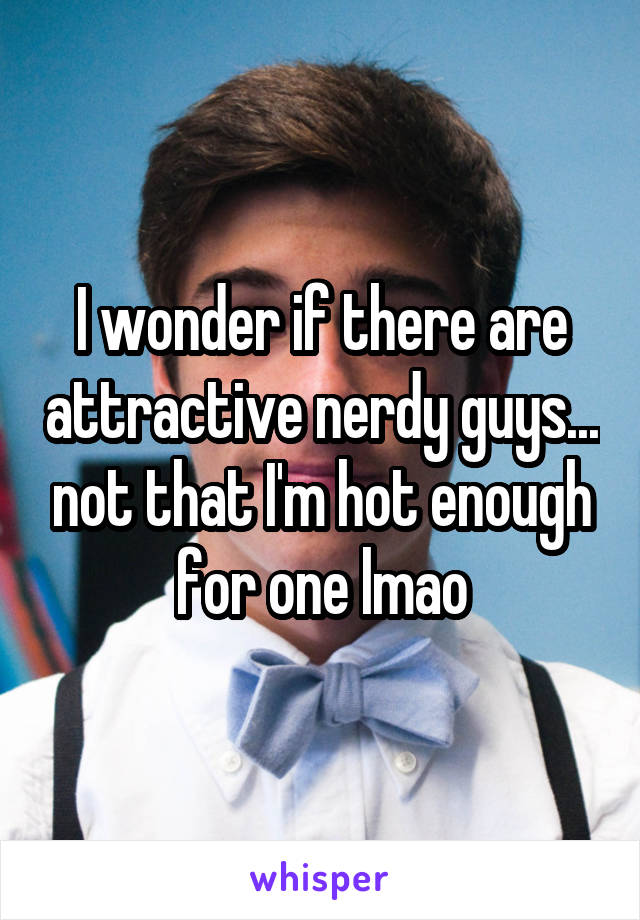I wonder if there are attractive nerdy guys... not that I'm hot enough for one lmao