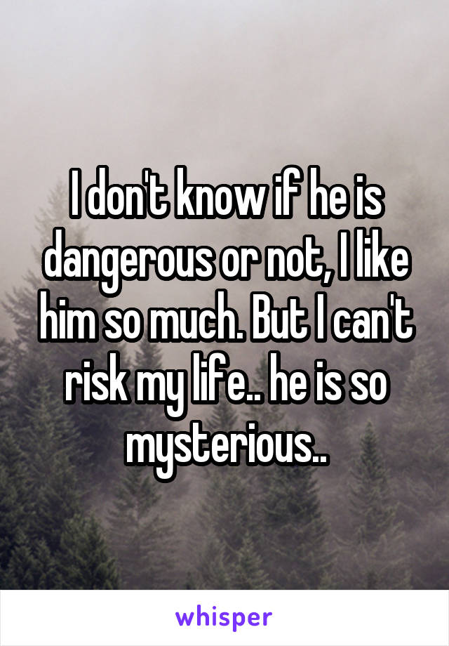 I don't know if he is dangerous or not, I like him so much. But I can't risk my life.. he is so mysterious..