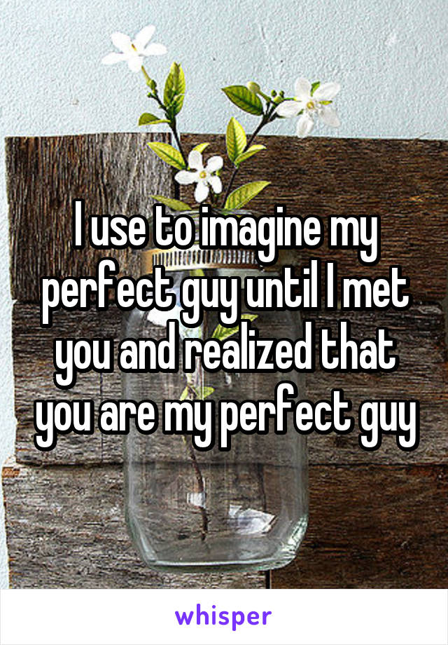 I use to imagine my perfect guy until I met you and realized that you are my perfect guy