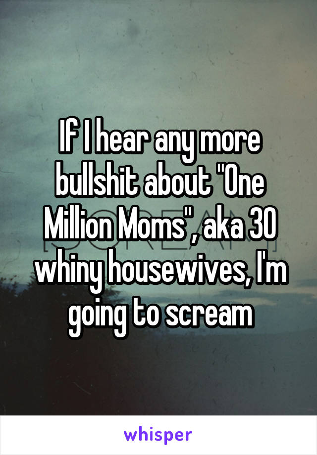 If I hear any more bullshit about "One Million Moms", aka 30 whiny housewives, I'm going to scream