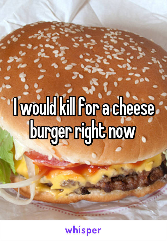 I would kill for a cheese burger right now 