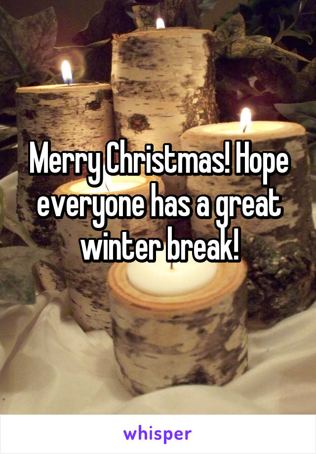 Merry Christmas! Hope everyone has a great winter break!
