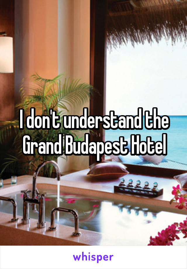 I don't understand the Grand Budapest Hotel