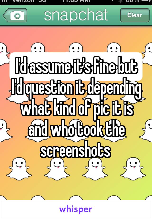 I'd assume it's fine but I'd question it depending what kind of pic it is and who took the screenshots 