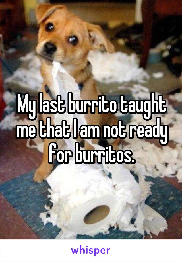 My last burrito taught me that I am not ready for burritos.