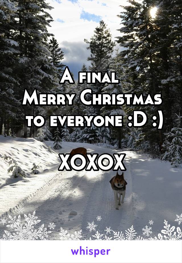 A final 
Merry Christmas
 to everyone :D :) 
XOXOX
