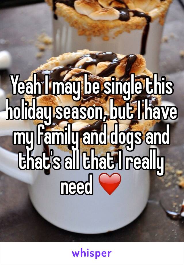 Yeah I may be single this holiday season, but I have my family and dogs and that's all that I really need ❤️