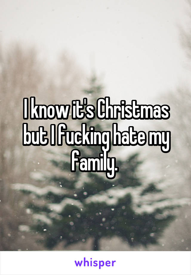 I know it's Christmas but I fucking hate my family. 