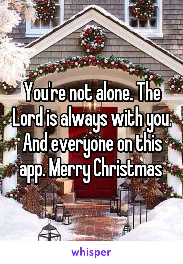 You're not alone. The Lord is always with you. And everyone on this app. Merry Christmas 