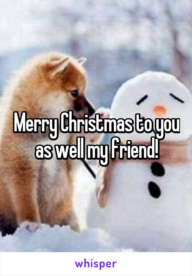 Merry Christmas to you as well my friend!