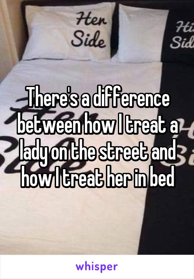 There's a difference between how I treat a lady on the street and how I treat her in bed